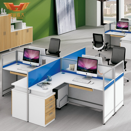 H15-0816辦公室屏風工位隔斷桌4人位員工桌椅組合簡約現代